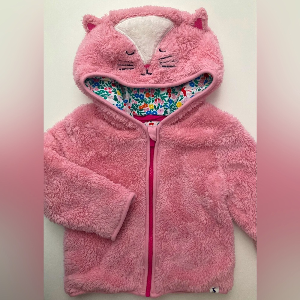 Joules 9-12M Cuddle Zip Through Recycled Fleece - Catpink